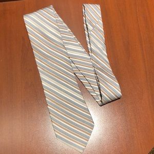 Calvin Klein Tie Classic Style Grey Tan & White Striped Great for any occasion